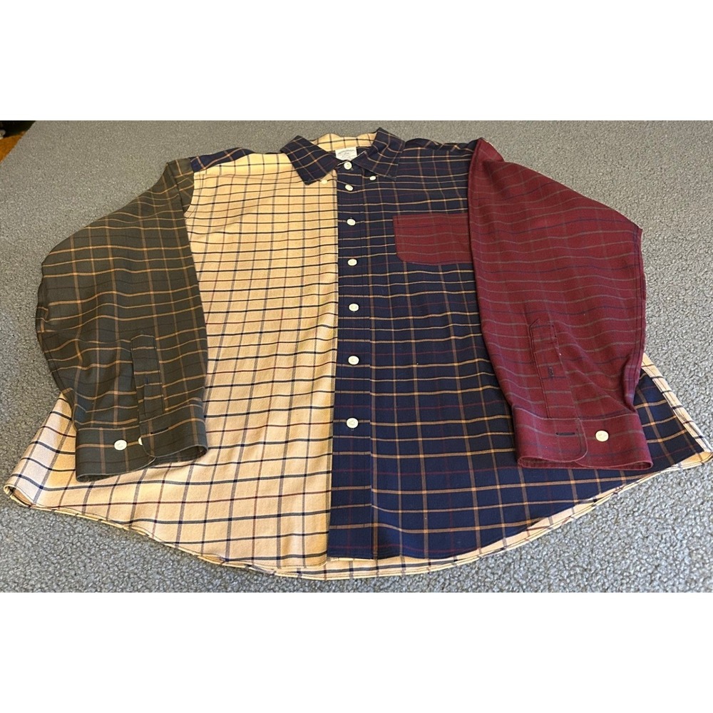 Brooks Brothers Regent Fun Shirt XL Patchwork Plaid Colorblock Button Down